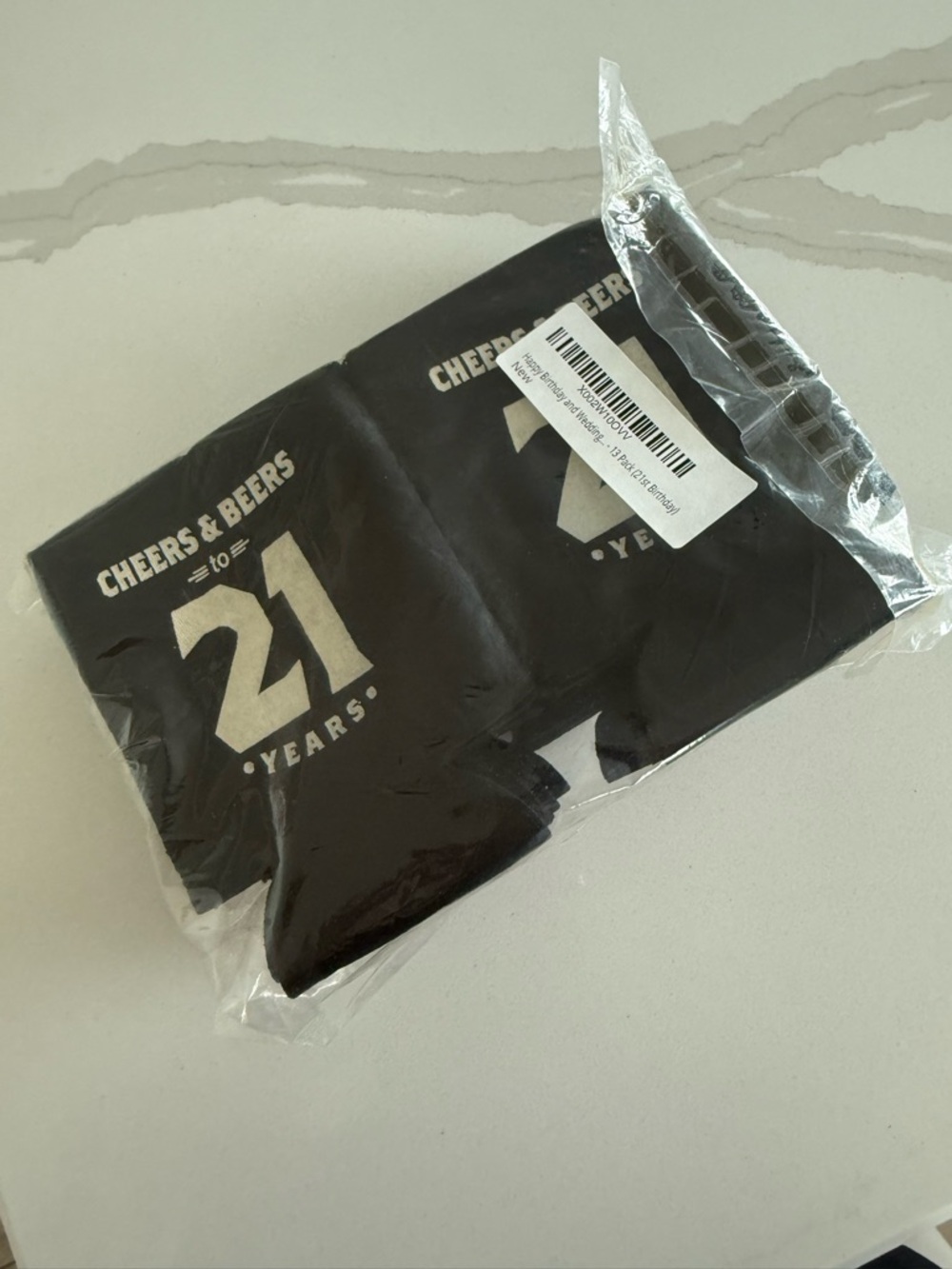 Black 'Cheers & Beers 21 Years' Can Cooler Sleeves